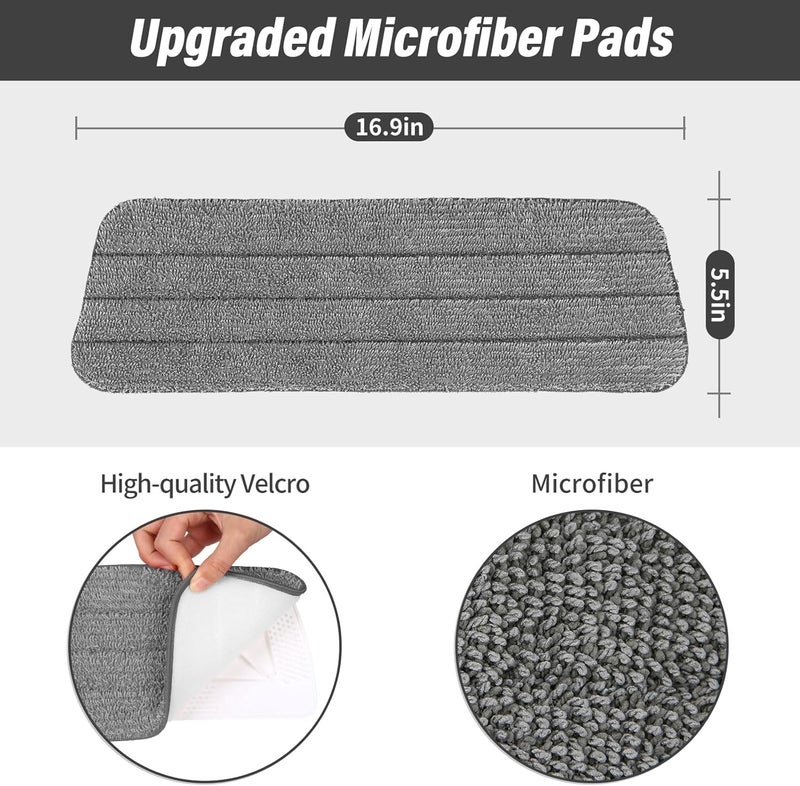 Panda Grip 16.5 inch Mop Pads Refills, 3 Pack Microfiber Reusable Replacement Mop Pads Flat Replacements Heads for Wet Or Dry Floor Cleaning and Scrubbing, Grey Cloth - Image 2